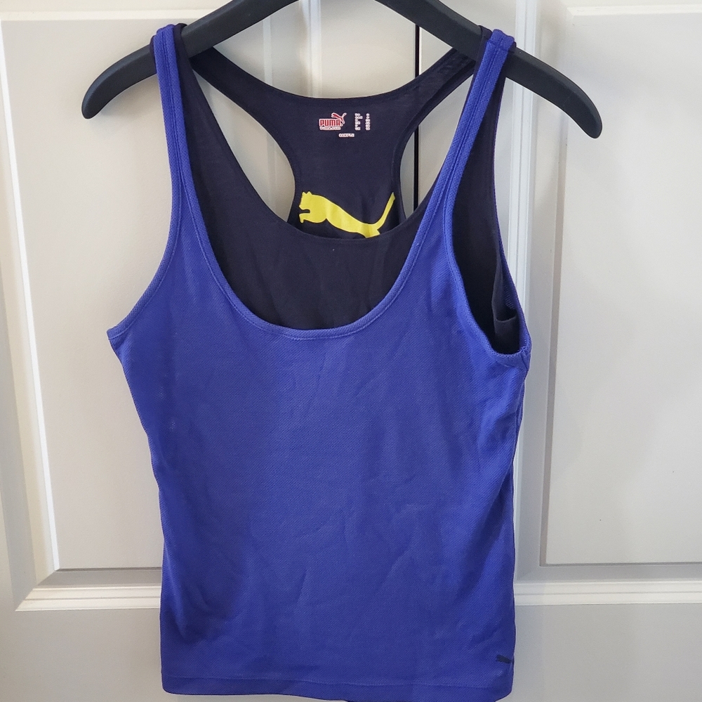 PUMA Purple/Black Racer Back Workout Tank Top US S